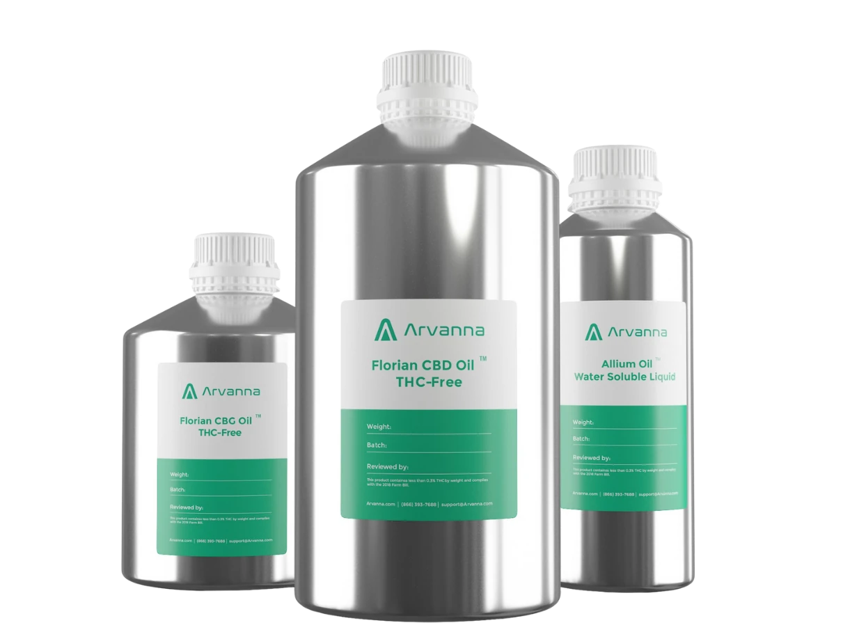 Arvanna bulk CBD ingredients CBD distillate CBD Isolate CBN CBG Water Solubles and more